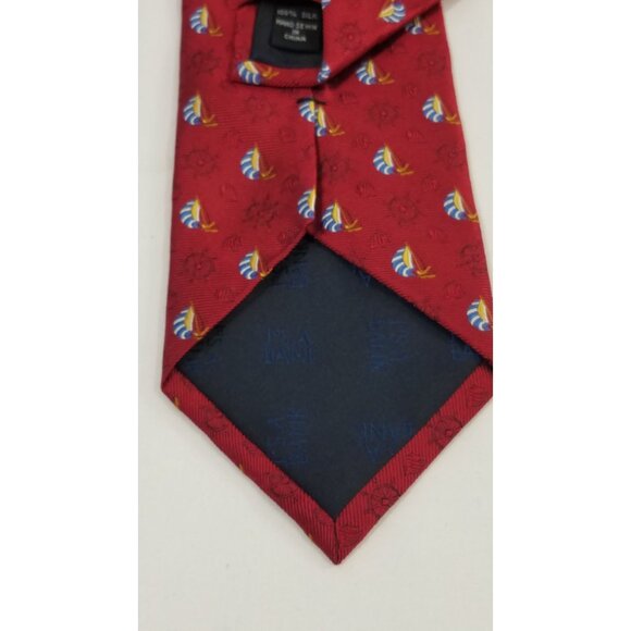 Jos. A. Bank Mens Necktie Nautical Sailboat & Anchor Silk Tie Red Hand Sewn - Picture 6 of 8